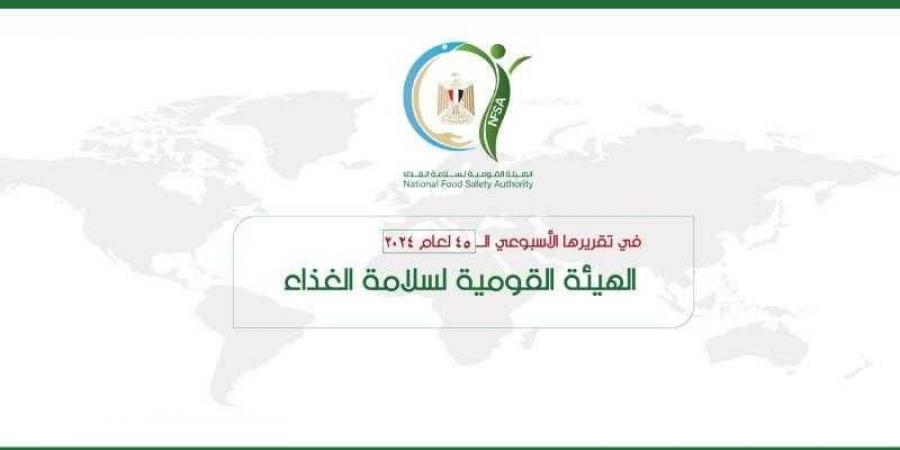 المركز الإعلامي للهيئة القومية لسلامة الغذاء يصدر تقريره الأسبوعي الــ 45 لعام 2024